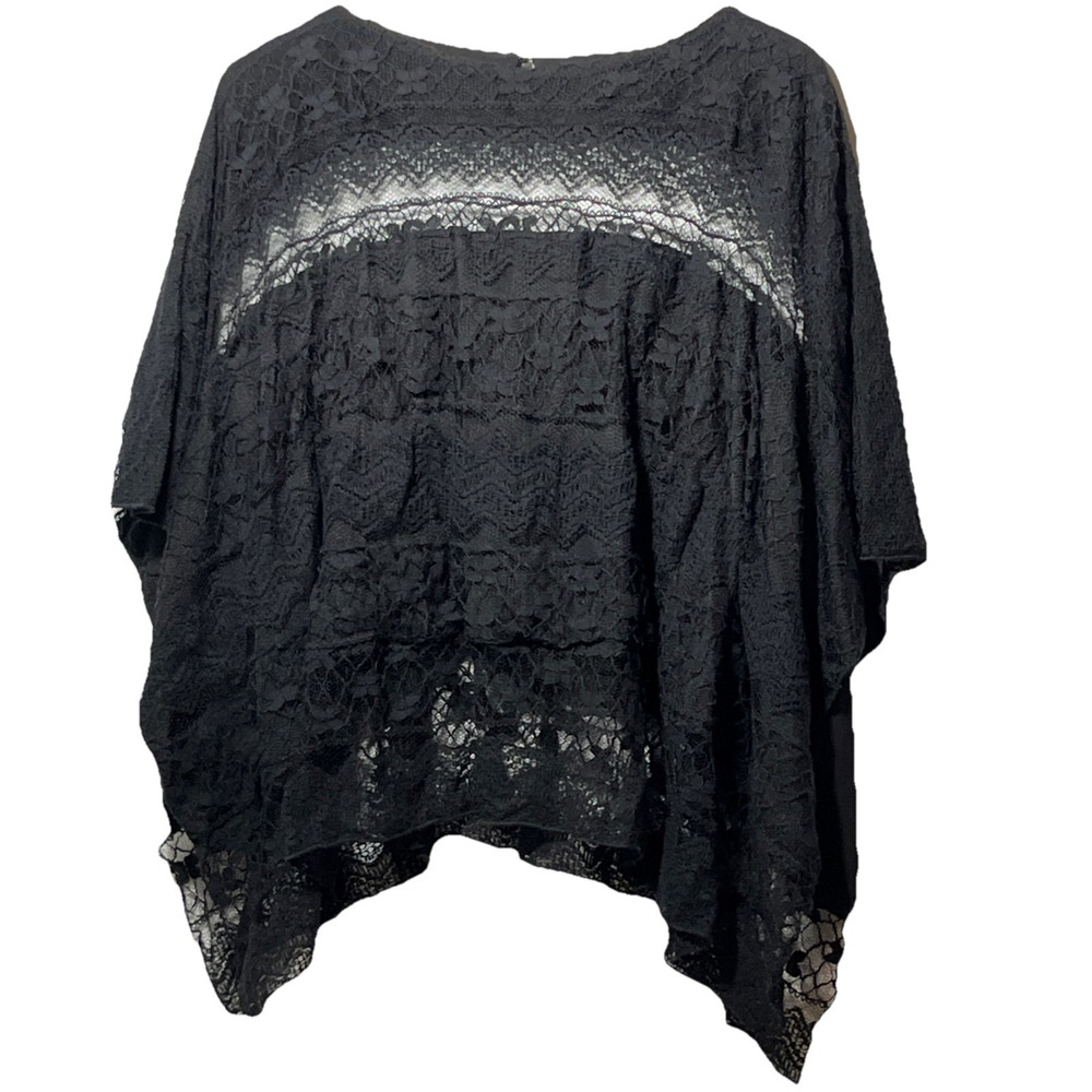Tata Jolie Black Lace Batwing Sleeves Women's Size S/M Cropped Top‎